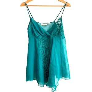 Victoria’s Secret vintage gold label sheer emerald green lingerie top with lace